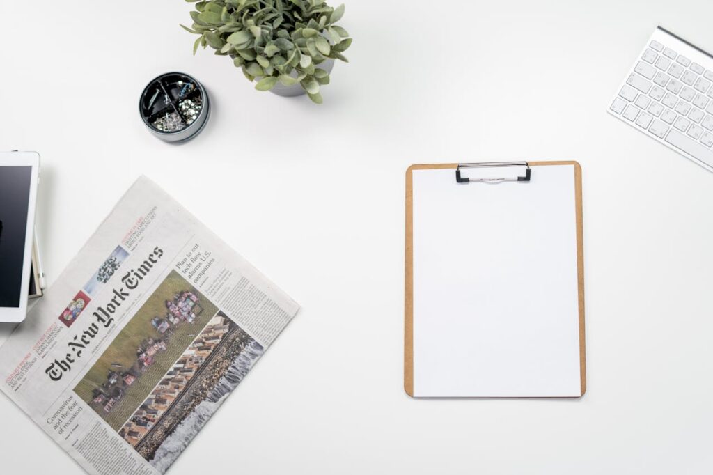 Newspaper on Desk